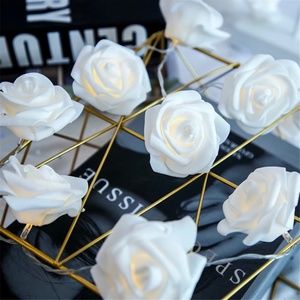 10pcs White Rose Shaped Bulb String Light